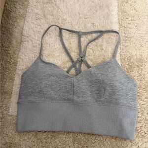 ALO Yoga Gray Strappy Seamamless Sports Bra